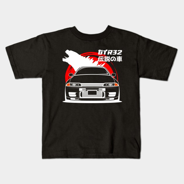 Front R32 JDM Kids T-Shirt by GoldenTuners